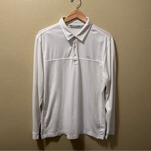 Men’s Large Travis Mathew White Long Sleeve Polo Golf Shirt